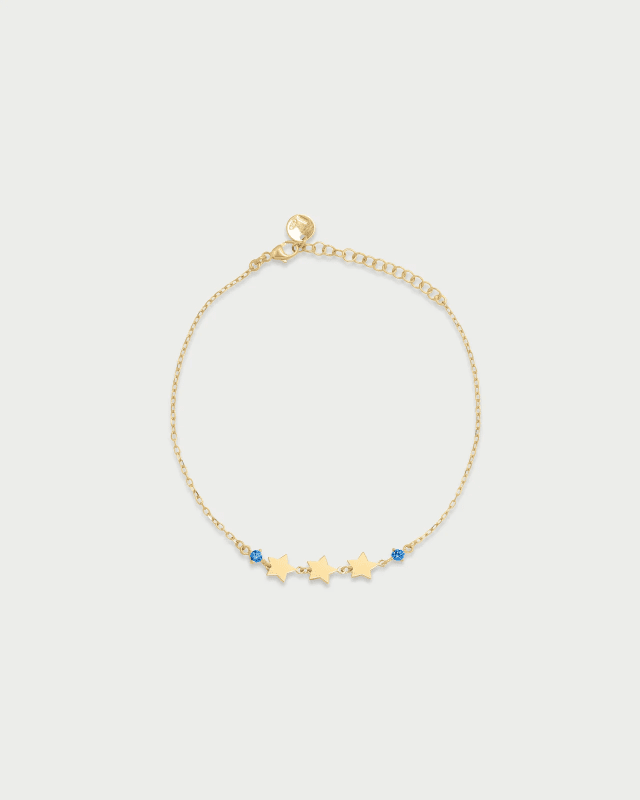 Bracciale 3 stelle e punto luce blu - brz-024 m2 ste au